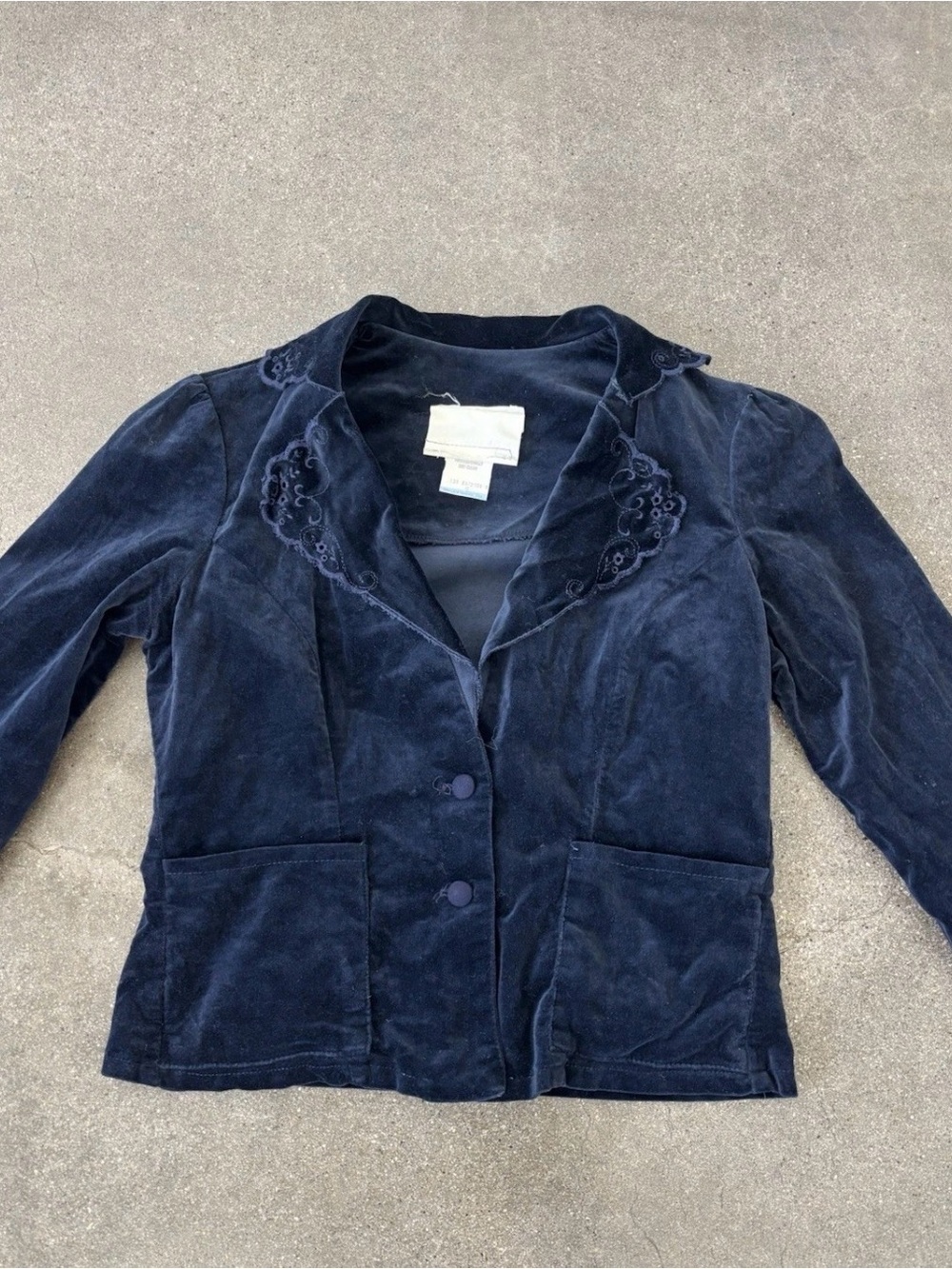 Velvet Navy Button-Front Women's Blazer Jacket